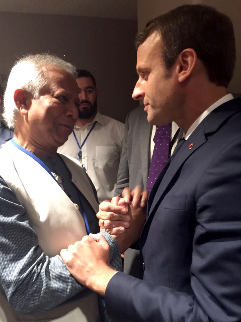 Yunus Urges French President to address Rohingya Crisis